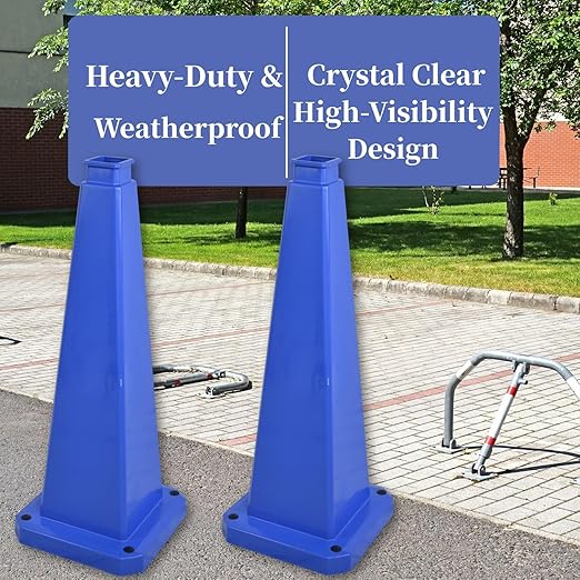BESEA 3 Pack 28" Bright Blue Traffic Safety Cones with Weighted Base, High-Visibility Parking Cones for Driveways, Business Parking Lots, Garages, Indoor/Outdoor Use