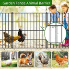 Metal Garden Fence 28in (H) x 35ft (L), 15 Panels + 16 Stakes Dog Fence Border Fence Animal Barrier, No Dig Garden Fencing for Yard Flower Bed Lawn Patio Outdoor, PIN282815 Black