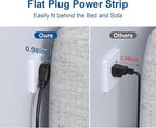 Wall Mount Power Strip,Flat Plug Power Strip with Switch,6ft Extension Cord,6 Outlets, Flexible Installation for Home, Office,and School,ETL Listed,Black (6ft,6 outlets)