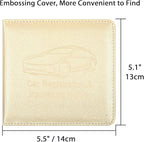 Car Insurance and Registration Holder, 5.5 x 5 Inch PU Leather Vehicle Glove Box Organizer Wallet Case for Insurance Card, Driver License, Paperwork - Champagne
