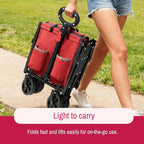 SYNCFUN Collapsible Wagon Cart with Wheels 300lbs Red, Portable Sports Utility Rolling Wagon for Beach, Garden, Camping & Grocery, Fishing