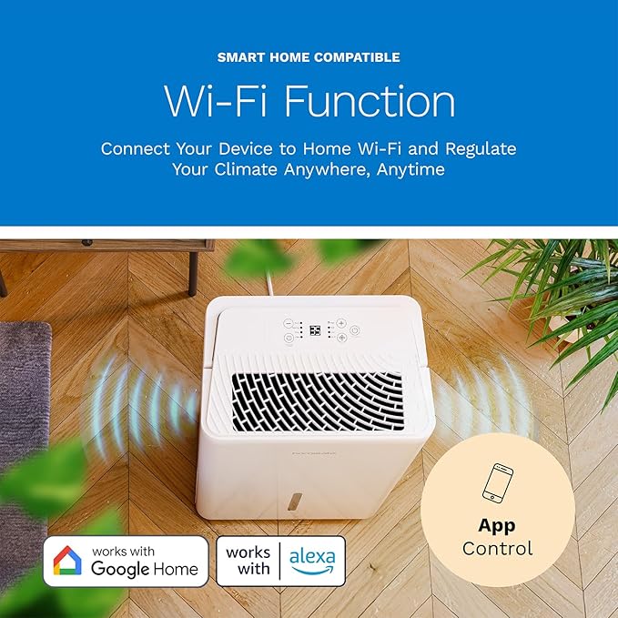 hOmeLabs Dehumidifier - Advanced Humidity & Moisture Control, Quiet, Efficient, Auto Shut-off, Ideal for Home, Basement, Office - 3,500 Sq Ft Wi-Fi (25 Pint MAX 64 Pint at 95°F, 90% RH)
