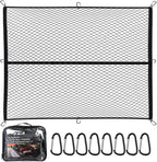 Heavy Duty Cargo Net for Pickup Truck Bed - Stretches from 4' x 4' to 7' x 7' - 8 Metal Carabiners - Compatible with Ford, Dodge RAM, Chevy, Toyota (4'x4' Feet)