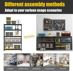 PrimeZone 4 Pack Heavy Duty Adjustable 5 Tier Garage Storage Shelves - 47" W x 18" D x 71" H, Metal Utility Rack Shelf Unit for Warehouse, Pantry, Closet, Kitchen, Black