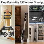 Folding Hand Truck - Aluminum Portable Dolly Cart with Telescopic Handle, Bungee Cord - Compact Lightweight Foldable Luggage Cart for Moving, Home, Auto, 180lbs, Black