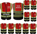 BeautyWill Custom Logo 10/20 Pack Safety Vest Class2 High Visibility Vest with Pockets Breathable Construction Vest Bulk