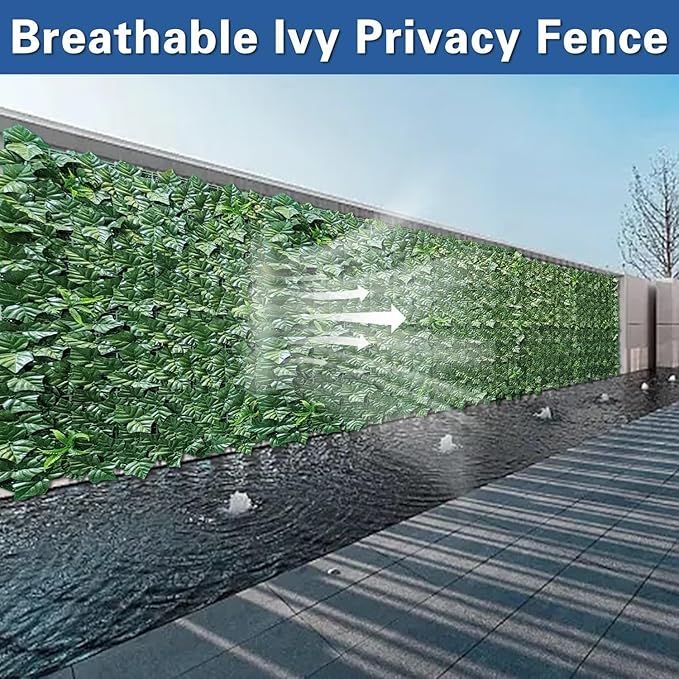 Artificial Ivy Fence Privacy Screen with Mesh Back, 59" x 158" Faux Ivy Vine Leaf Fence Panels, Balcony Privacy Screen, Hedge Wall Decoration for Outside, Garden, Yard, Patio