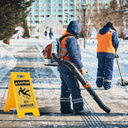 Macarrie 2 Pieces 24.5 x 12.6 Inch 'Caution - Icy Surface' 2 Sided Folding Floor Sign with Symbol Caution Icy Surface Folding Floor Sign for Any Facility Building Warehouse Loading Docks