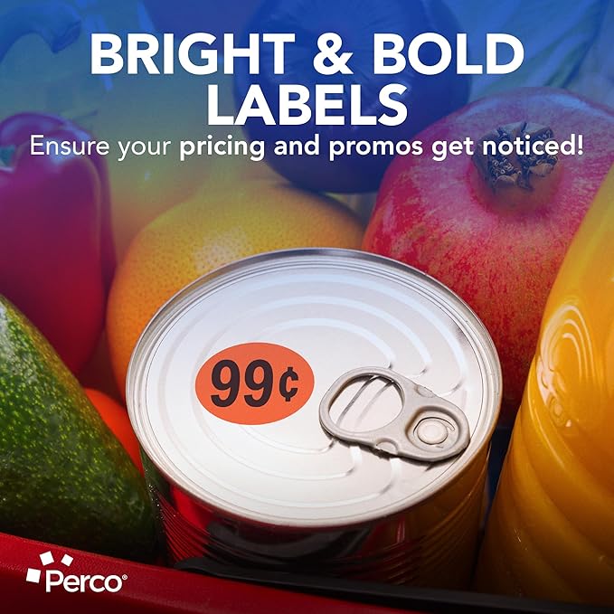 Perco Fluorescent Red 1-Inch Circle 99 Cents Promotional Sale Stickers—1,000 Labels/Roll—Ideal for Storefronts, Retail Merchandising, Flea Markets, Sales Events, Discount Marking, Clearance—USA Made