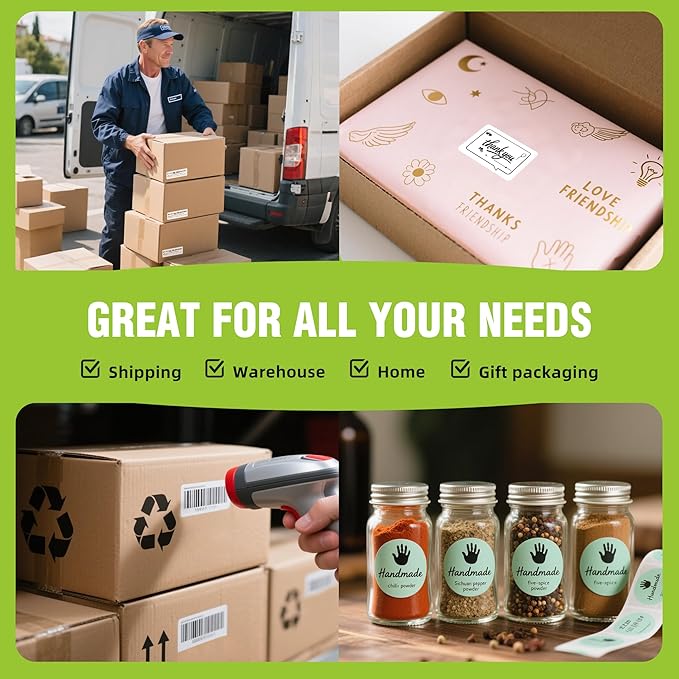 2.25"x 1.25" Direct Thermal Labels-Perforated Barcodes, Shipping Label Paper, Compatible with Zebra & Rollo Printers（1 Roll，1000 Labels/Roll）