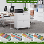 Aobabo 2 Drawer Lateral File Cabinet with Wheels, Lockable Metal Filing Cabinet for Home Office, Legal/Letter Size,White,Required Assembled,15.87" D x 28.94" W x 34" H
