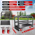 2IN1 Heavy Duty Panel Truck Cart,42" x 24" Flatbed Cart w/1Front&2 Side Handrails,2200 lbs Capacity Drywall Cart&Lumber Cart, Platform Truck w/2 Swivel Casters, All-Steel Hand Truck,Push Cart