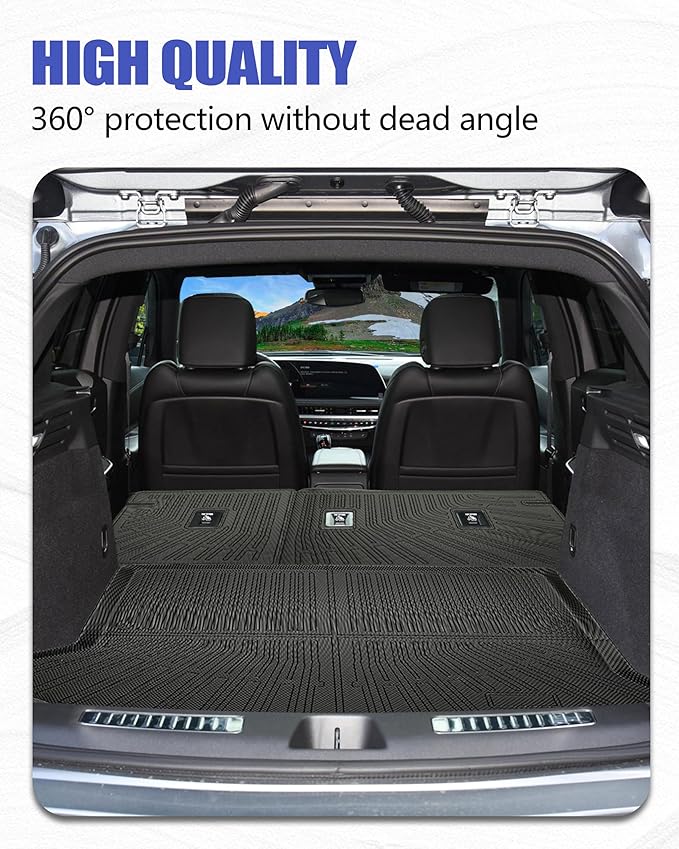 Cargo Liners Backrest Mat for Cadillac XT4 Accessories 2019-2025 with Hook&Loop Rear Trunk Mat Rear Seat Back Cover Protector All Weather Anti-Slip Split Dog Liner 3 PCS
