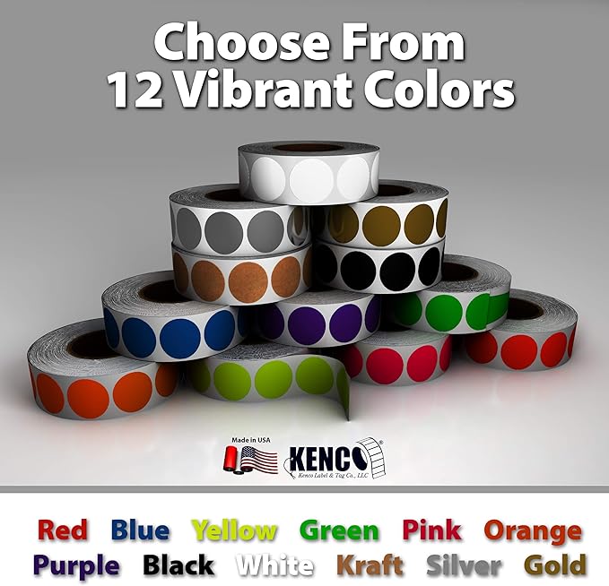 Kenco Color Coding Circle Dot Sticker Labels on a roll (Purple, 2 INCH 500 Stickers)