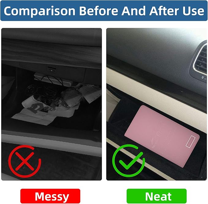 Car Registration and Insurance Holder Glove Box Folder-Premium Car Folder, Car Document Holder for Cards, Driver License & other Essential Documents (pink)