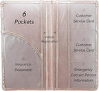 Car Registration and Insurance Holder, Premium Pu Leather Vehicle Glove Box Organizer - for Driver License, Cards & Essential Documents (L-Rose Gold)