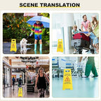 Macarrie 12 Pack Caution Wet Floor Sign Wet Floor Double Sided Cuidado Piso Mojado Foldable Bilingual Alert Sign for Commercial Use Indoors Outdoors, 11.5 x 23.62 Inches(Classic Style)