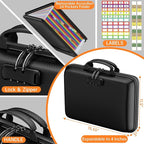 ENGPOW Fireproof Document Box with Lock, Hard Case Fire & Water Resistant File Organizer with 25-Pocket Accordion File Folder, Portable Home Office Safe Storage for Important Documents Laptop Black