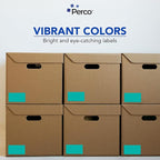 Perco Teal 3x5 Inch Perforated Sticker Labels — 150 Stickers Per Roll — with Permanent Adhesive for Inventory Management, Color Coding, Moving Boxes, Retail, Organizing, Crafting & More — Made in USA