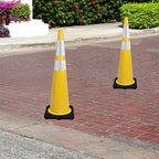 6 Pack 36 Inch Yellow Heavy Duty Traffic Cones Black Base Stable, Professional Use for Highway Safety, Parking Management, Work Zones (6, Yellow, 36 Inch)