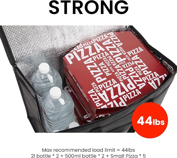 NZ home Insulated Cooler Bag and Food Warmer (XL Plus, 2 Pack) for Delivery & Grocery Shopping with Zippered Top, Red