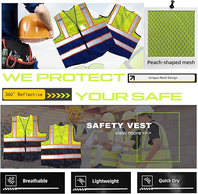 Personalized High Visibility Reflective Safety Vest Custom Your Text Protective Workwear Outdoor Work Vest