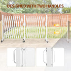 TECSPACE Aluminum Expandable Garden Fence, Portable Barricade Gate with Casters, Expansion Size 201×15.2×40.6 inches, Adjustable Flexible Fence Mobile Barricade Safety Barrier