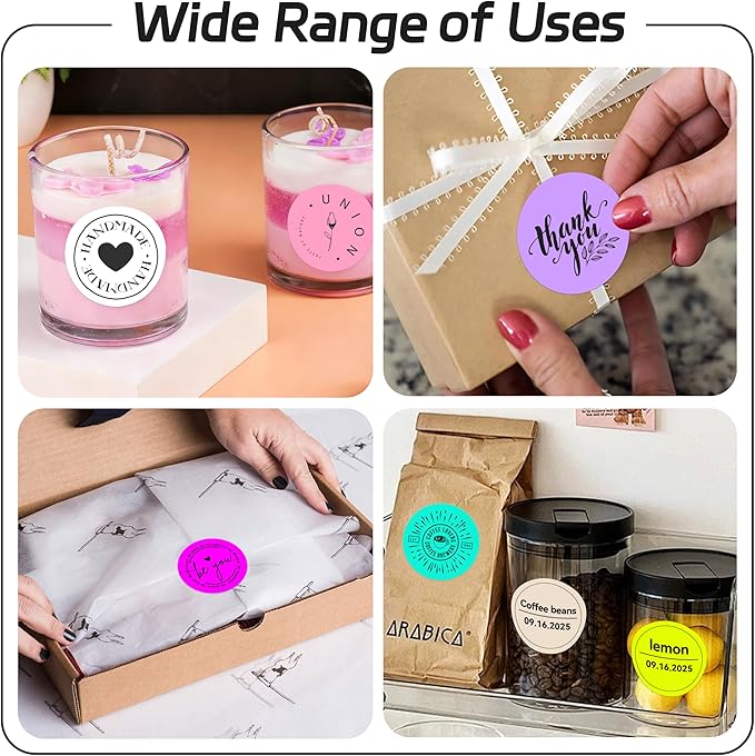 2 inch Dot Stickers Labels Circle Garage Sale Sticker 750Pcs Round Thermal Printer Stickers Printable Writable Price Labels for Yard Sale, Fluorescent Purple