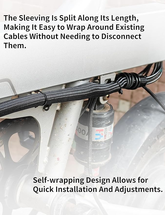 Cable Management Split Wire Loom Sleeve - Cord Hider & Protector for Desk, Pet Chew Proof, Wire Cover Organizer, Flexible Tube for Wires and Cables (1/2 Inch 12FT, Black)