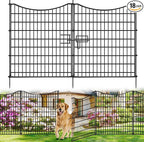 18 Panels No Dig Decorative Fence with Gate, 33 in(H) X 40.5 ft(L) Tall Garden Fence Animal Barrier, Rustproof Metal Wire Edging Border, Temporary Dog Fencing for Outdoor, Yard, Patio