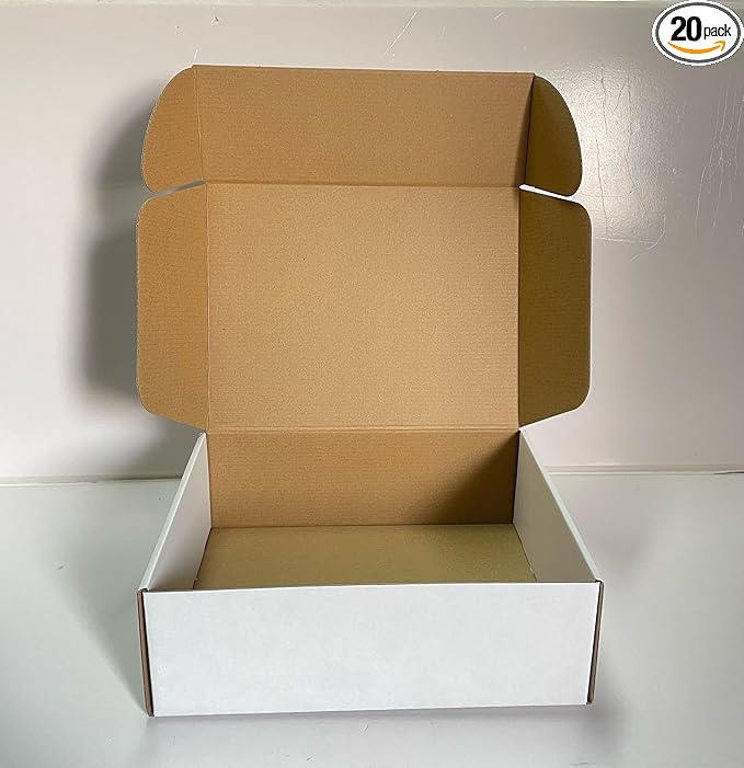 12x9x4 Shipping Boxes Set of 20, White Small Corrugated Cardboard Box, Mailer Box