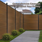 6ft x 6ft Outdoor Privacy Fence, Tall Wind Resistant Covering, Wood Plastic Composite Panel with 2 Posts for Yard, Backyard, Garden and Swimming Pool