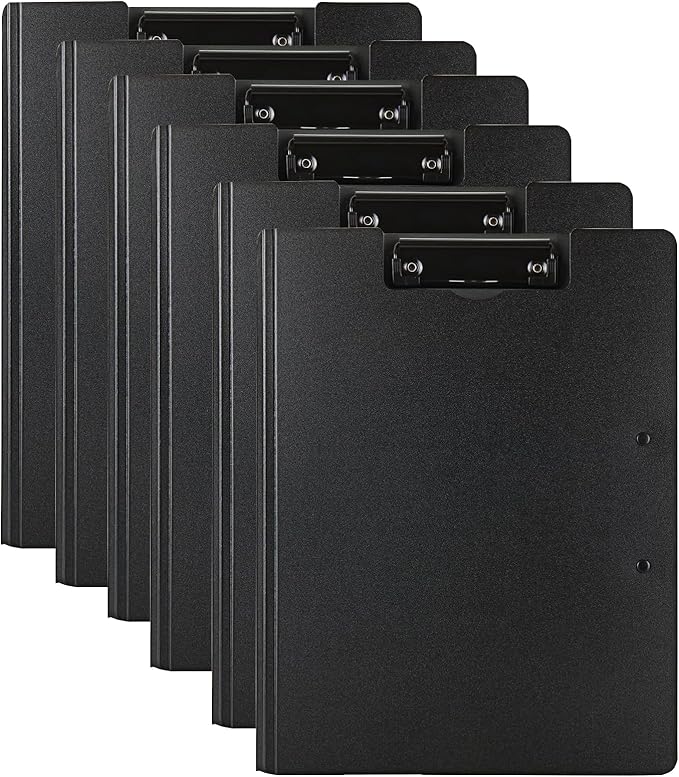 Clipboard Folder, 6 Pack A4 Foldable Clipboards File Folder Flip Writing Pad for Memo Form Document & School Office Work - Black