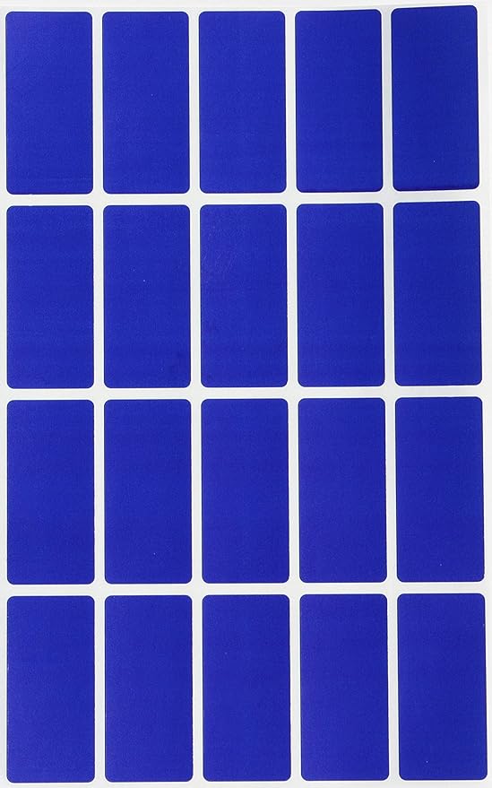 Royal Green Blue Rectangular Colored Labels 1.57inch x 0.75 inch - Rectangle Color Code Stickers (40mm x 19mm)- 100 Pack