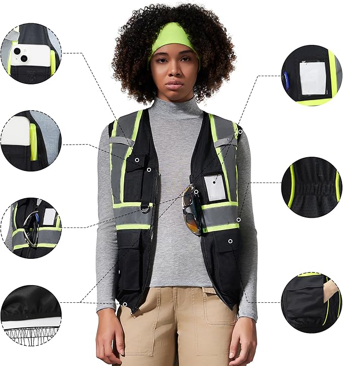 AYKRM Custom Logo Personalised Printed High Visibility Reflective 2 two tone work construction Safety Vest