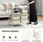 Giantex Rolling Storage Cart w/ 4 Drawers 2 Shelves Metal Rack Shelf Home Office School Beauty Salon Utility Organizer Cart with Wheels, Ivory