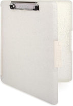Dexas Slimcase 2 Plastic Clipboard with Storage and Side Opening, Natural Glitter White Binding, Office Supplies Clipboards to Organize, Carry and Store, A4 Holder, Nursing Clipboards