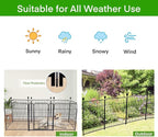 ADAVIN 32 in(H) Garden Fence with Low Threshold Door, 12 Panels Total 26.6 Ft(L) Tall Yard Fence for Dogs, Garden Fences Border, Black Iron Metal Heavy Duty Dog Fencing for Yard or Camping