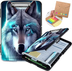 Clipboard with Storage,Heavy Duty Plastic Storage Clipboard with Low Profile Clip,Teacher Must Haves,Office Supplies,Galaxy Wolfs Cyan