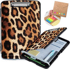 Leopard Brown Storage Clipboard with Pen Holder & Low Profile Clip, Folder - Heavy Duty Plastic Clipboard, Teacher & Office Must Haves