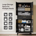 COFaR 71" Modern Pantry Cabinet with Drawer, Black Storage Cabinet with Adjustable Shelves, 3-Section Industrial Cupboard for Kitchen & Office