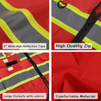 Custom Safety Vest with Logo Pockets High Visibility Reflective Vests Construction Security Workwear