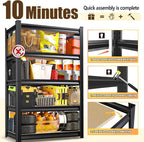 46" W Garage Shelving Heavy Duty Storage Shelves Adjustable Garage Shelves 5 Tier Metal Shelving Unit Utility Rack Shelf for Storage Warehouse Pantry (1, 72''H x 45.7''W×20''D)