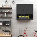 Garage Wall Cabinet Metal Storage Cabinet with Lock Wall Mounted Heavy Duty Steel Tool Cabinet with Door and Shelf Hanging Cabinet for Garage Warehouse Bathroom Kitchen,Assembly Required