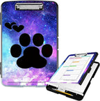 Clipboard with Storage High Capacity Plastic Nursing Clipboards with Pen Holder File Folder Storage Box Clipboard with Heavy Duty Clips for Teacher,Doctor,Offices-Animals Dog Paws Galaxy