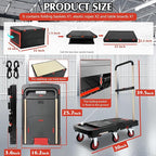 Collapsible Hand Truck w/Foldable Basket & Brake Wheel, Retractable Platform & Handle Heavy Duty 500lbs Capacity, Sponge Grip,Convertible Folding Dolly Cart for Luggage,Travel,Delivery & Storage