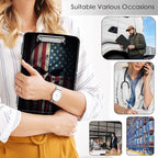 Clipboard with Storage,Office Supplies Nursing Clipboards Folder with Pen Holder Plastic Storage ClipBoard Foldable for Teacher Nurse,Skull Flag