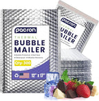 300-Pack Insulated Silver Thermal Bubble Mailers 12 x 17 - Waterproof Metallic Foil Self-Sealing Padded Envelopes for Cold Shipping, Perishables, Food, Cosmetics, Pharmaceuticals