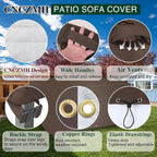Square Heavy Duty Patio Table Covers Waterproof, 600D Outdoor Dining Table and Chair Set Covers, Outdoor Furniture Cover Waterproof for Sectional Sofa Couch 56''L x 56''W x 32''H, Brown