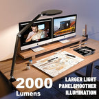 Desk Lamps for Home Office, Eye-Caring Led Desk Light with Clamp, Dimmable Zoom Lighting with 3 Colors & 10 Brightness, Computer Ring Lights for Video Calls,Conference Meeting, Reading, CRI>95